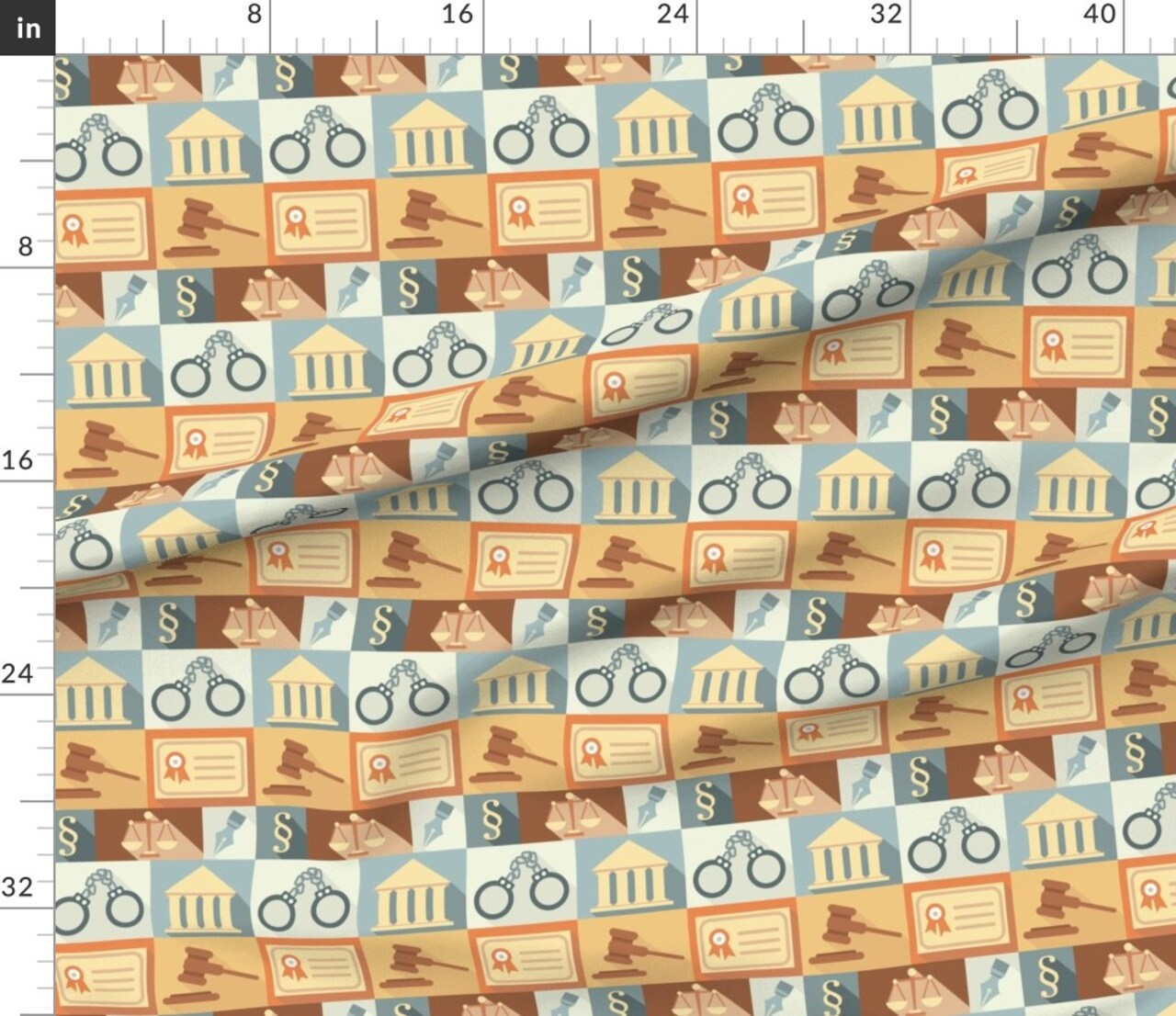 Law Justice Scales Pen Judge Custom Printed Fabric by Spoonflower Various Fabrics by the Yard or Fat Quarter